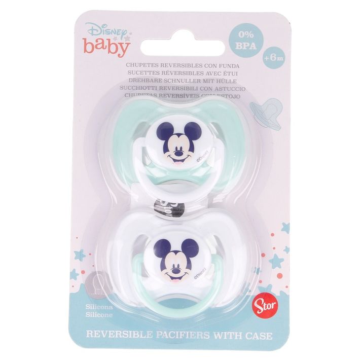 STOR - Symetrická silikonová savička MICKEY MOUSE, 2ks, 6+, 13065