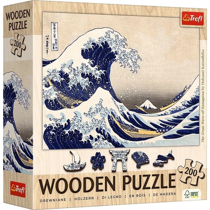 TREFL - Dřevěné puzzle Hokusai Katsushika: Velká vlna u Kanagawy 200 Art Collection