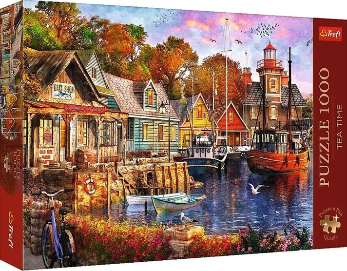 TREFL - Puzzle 1000 Premium Plus - Čajový čas: Přímořský přístav