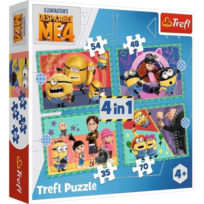 TREFL - Puzzle 4v1 - Blázniví Mimoni / Universal Despicable Me 4