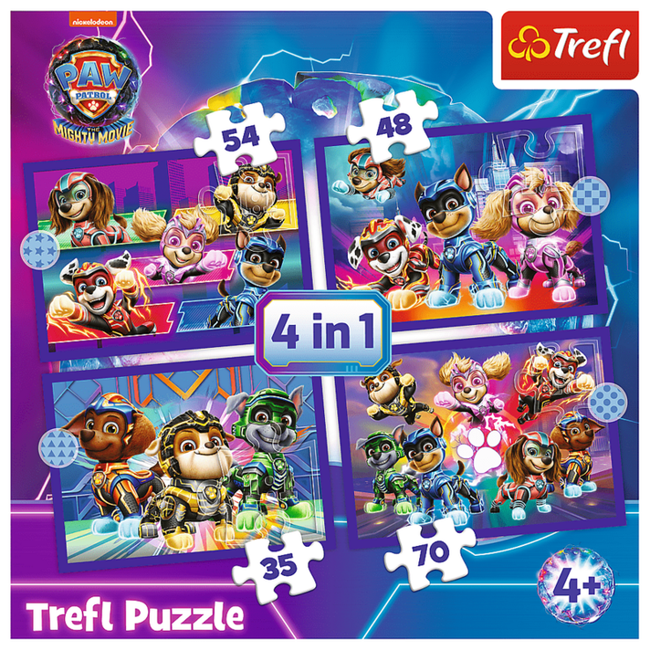 TREFL - Puzzle 4v1 - Hrdinové zachraňují / Viacom PAW PATROL: THE MIGHTY MOVIE 2023