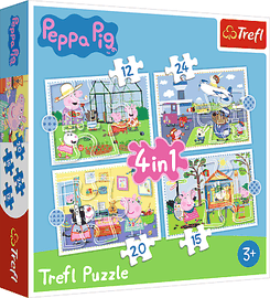 TREFL - Puzzle 4v1 - Vzpomínka na prázdniny / Peppa Pig