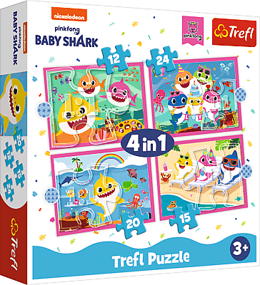 TREFL - Puzzle 4v1 - Žraločí rodina / Viacom Baby Shark