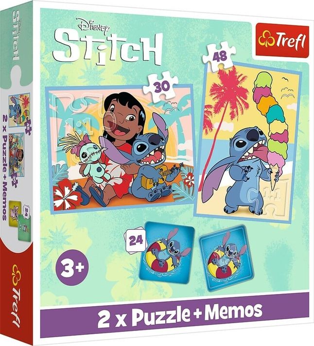 TREFL - Sada 3v1 Lilo&Stitch: Šťastný den (2x puzzle + pexeso)