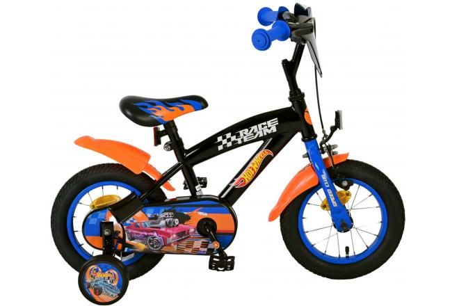 VOLARE - Dětské kolo Hot Wheels – chlapecké – 12 palcové – černá oranžová modrá