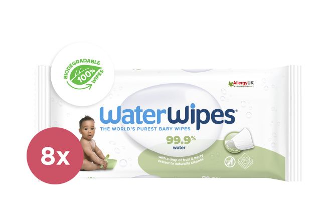 WATERWIPES - 8x Vlhčené obrousky bez obsahu plastů Soapberry 60 ks ( 480 ks )