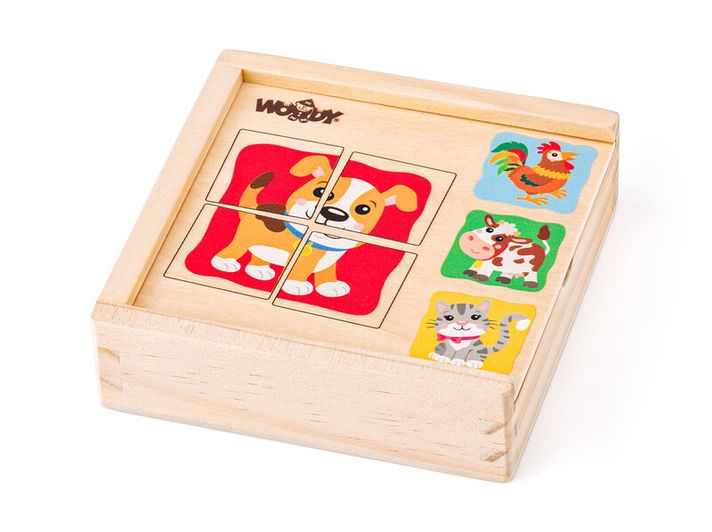 WOODY - Minipuzzle - Zvířátka v dř. krabičce