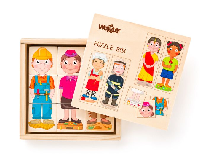 WOODY - Puzzle - Lidé a povolání z celého světa, v dř. krabičce