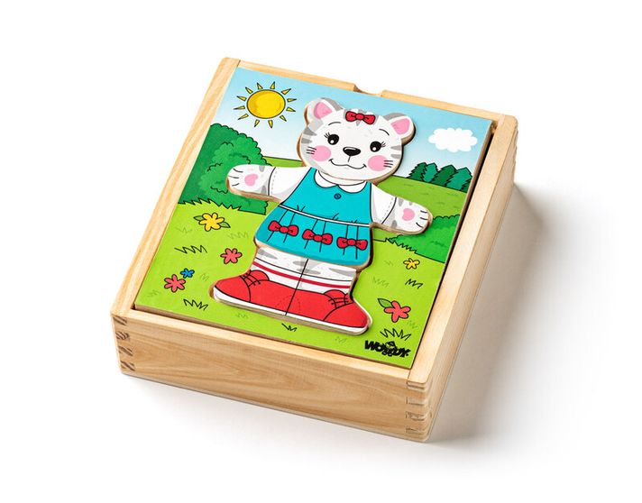 WOODY - Puzzle šatní skříň Kočička, 18 dílů