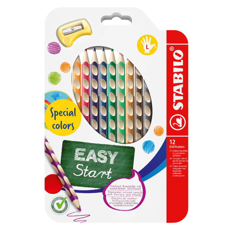 STABILO - Pastelky EASYcolors pro leváky - 12 ks sada se struhadlem