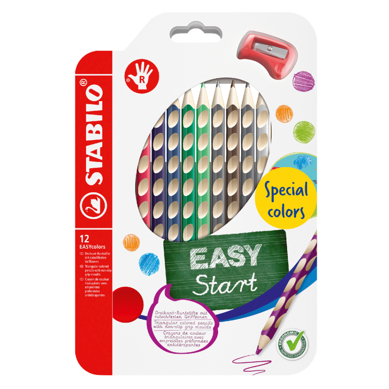 STABILO - Pastelky EASYcolors pro praváky - 12 ks sada se struhadlem