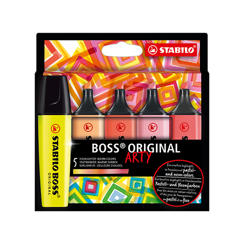 STABILO - Zvýrazňovač - BOSS ORIGINAL - ARTY - 5 ks balení - s 5 různými barvami