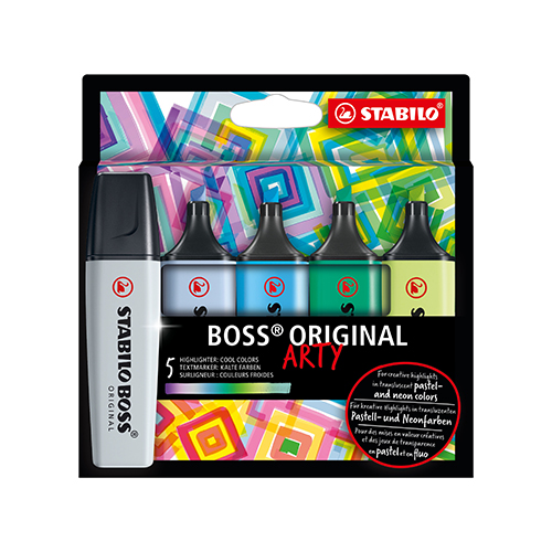 STABILO - Zvýrazňovač - BOSS ORIGINAL - ARTY - 5 ks balení - s 5 různými barvami