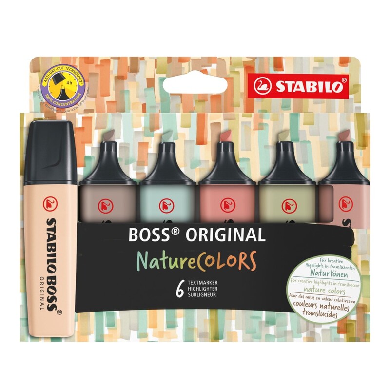 STABILO - Zvýrazňovač BOSS ORIGINAL NatureCOLORS - 6 ks sada