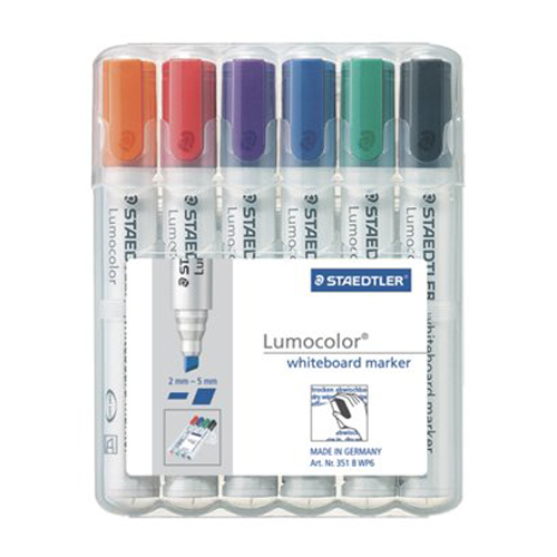 STAEDTLER - Popisovač na tabule, 2,5 mm, zkosený hrot, "Lumocolor 351 B" (6 ks)