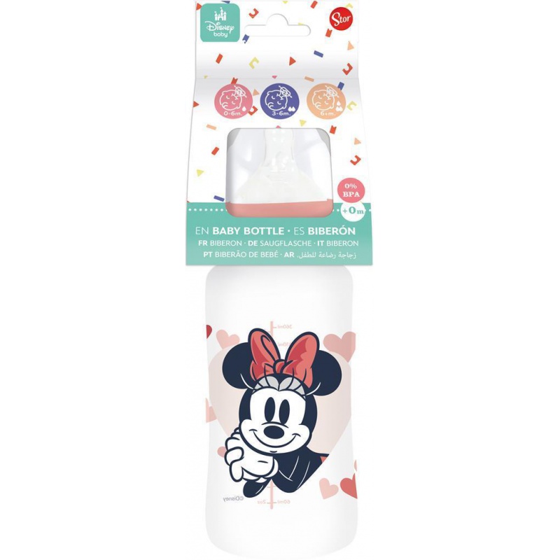 STOR - Kojenecká láhev Minnie Mouse, 0+, 360ml, 10703