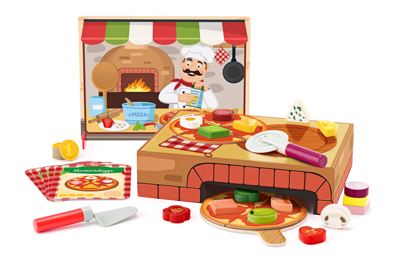WOODY - Pizzerie Carlo, didaktická hra s vkládacími tvary